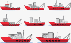 起重船红色船只合集高清图片