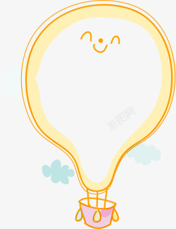 黄色热气球热气球边框高清图片
