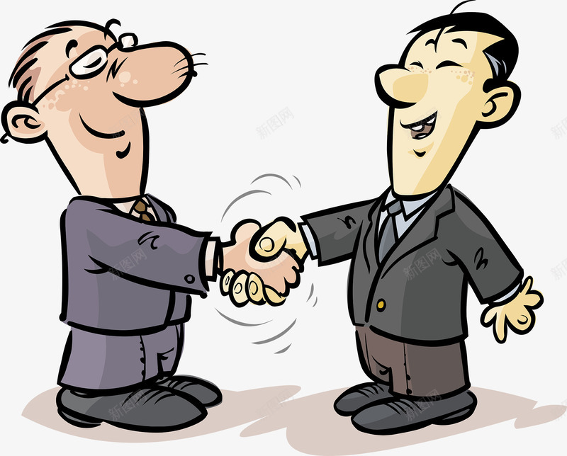 两个握手的商务卡通人士png免抠素材_新图网 https://ixintu.com 免费素材 合作 商务人士 握手