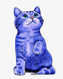 紫色彩绘猫咪图素材