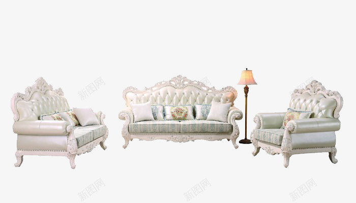 沙发png免抠素材_新图网 https://ixintu.com 客厅家具 欧式沙发 法式居家 灯饰