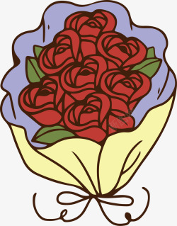 浪漫美丽的红玫瑰花束矢量图素材