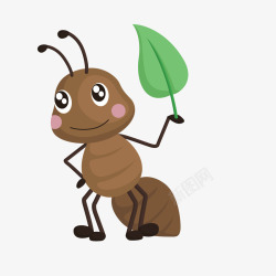 卡通的昆虫拿着叶子的蚂蚁矢量图高清图片