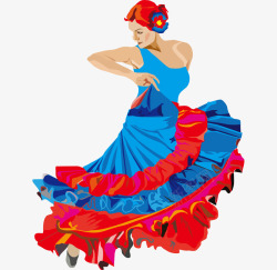 西班牙女人彩色漂亮西班牙斗牛舞卡通插高清图片