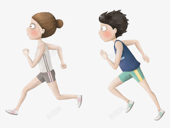 跑步的人png免抠素材_新图网 https://ixintu.com 人物 卡通 大步跑 女孩 手绘 插画 男孩 跑步 运动 逃跑小人