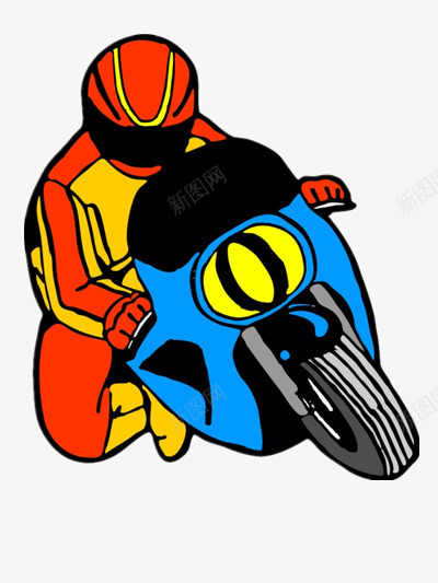 耍酷骑行的摩托车手png免抠素材_新图网 https://ixintu.com 卡通 娱乐 素材 运动