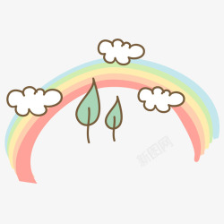 卡通彩虹云朵树素材