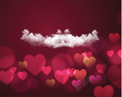 红色爱心云朵海报背景七夕情人节素材