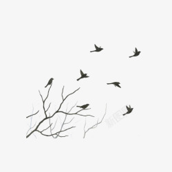树枝ppt飞翔的小鸟高清图片