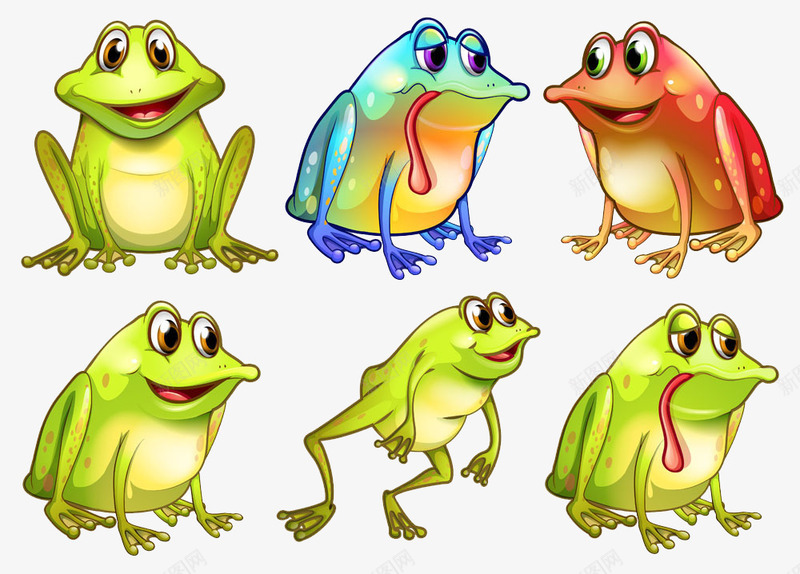 卡通青蛙合集png免抠素材_新图网 https://ixintu.com 动物 卡通 可爱 合集 吐舌头的青蛙 蓝色青蛙 跳跃的青蛙 青色青蛙 青蛙 黄色青蛙