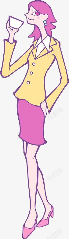 喝茶的女生png免抠素材_新图网 https://ixintu.com 卡通 女生 女生卡通 茶