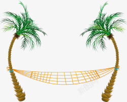椰子树的度假吊床矢量图素材