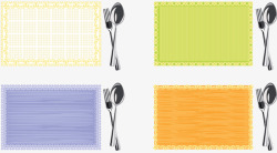 彩色桌布桌布以及餐具合集高清图片