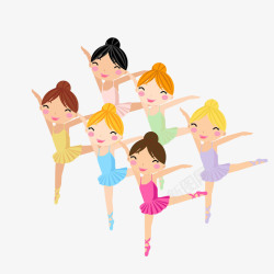 芭蕾舞表演者可爱的卡通少儿芭蕾舞者们插画免高清图片