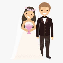 可爱新娘一对夫妻的结婚照矢量图高清图片