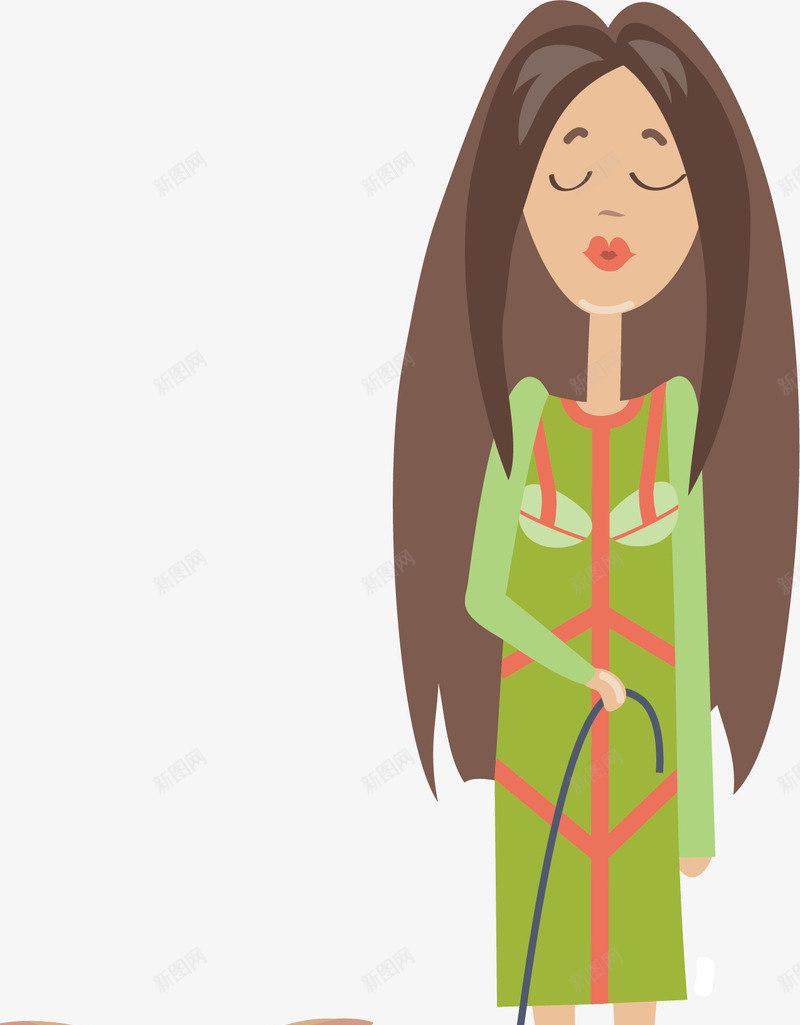 遛狗的女孩png免抠素材_新图网 https://ixintu.com 动物 卡通手绘 女孩 女生 宠物 水彩 遛狗 长发