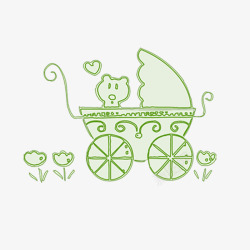 婴儿车小猫素材