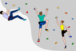 清新场景手绘攀岩运动人物插画矢量图高清图片