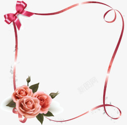 粉色的玫瑰和丝带自由向量素材