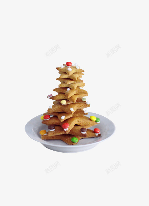 圣诞树饼干png免抠素材_新图网 https://ixintu.com 圣诞树 奶油 彩虹豆 星星 甜品 美食 饼干