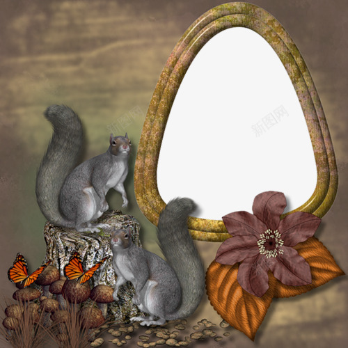 小松鼠森林系相框png免抠素材_新图网 https://ixintu.com 小松鼠 异性 相框素材 花朵