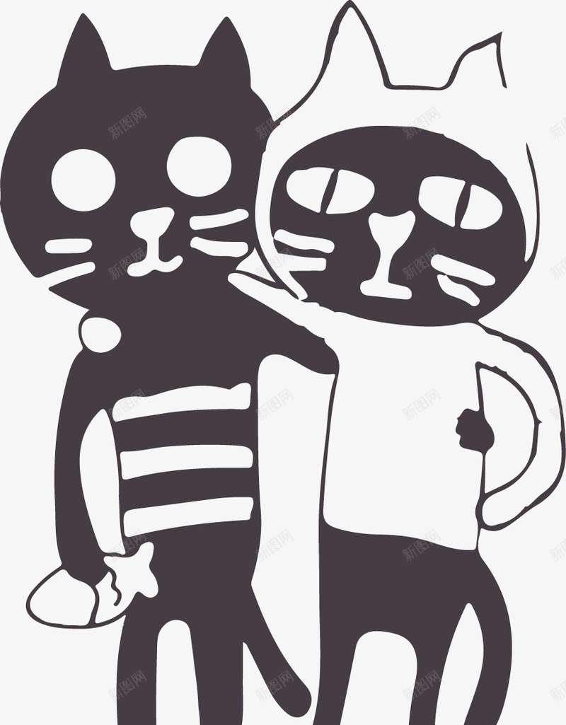 小猫矢量图图标ai_新图网 https://ixintu.com 卡通小猫 黑色 矢量图