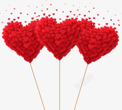 情人节png红色浪漫爱心气球高清图片