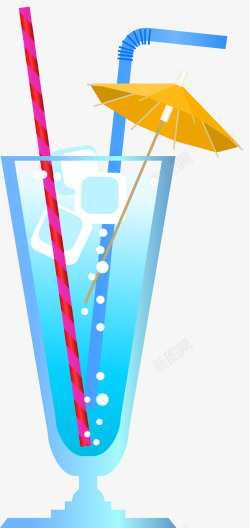 蓝色透明杯子蓝色饮料杯子矢量图高清图片