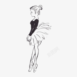 练习芭蕾优雅的手绘少儿芭蕾舞者插画高清图片