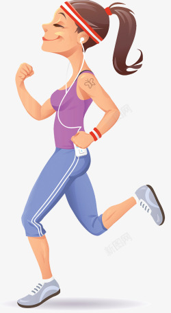 戴眼罩的人跑步健身插画高清图片