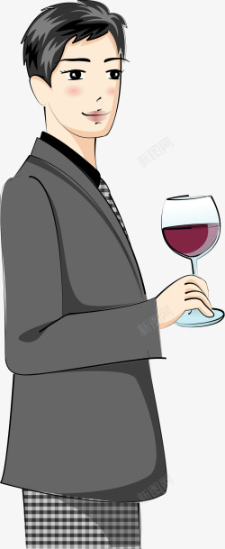 卡通人物喝酒时尚商务男人高清图片