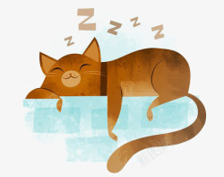 睡觉插画手绘猫咪高清图片