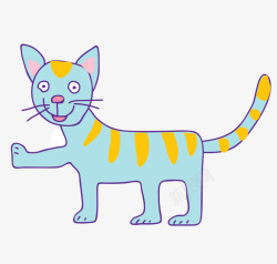 伸腿蓝色的伸腿的卡通小猫高清图片