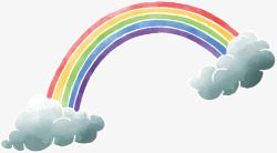 可爱手绘云端彩虹矢量图素材