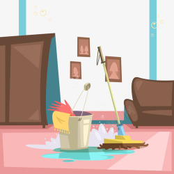 清洁工具手套家庭清扫卫生插画高清图片
