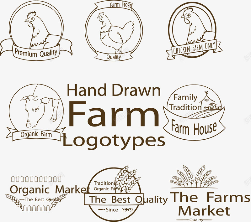 素描农场动物png免抠素材_新图网 https://ixintu.com 农场 动物 小鸡 棕色 素描 超市 麦穗