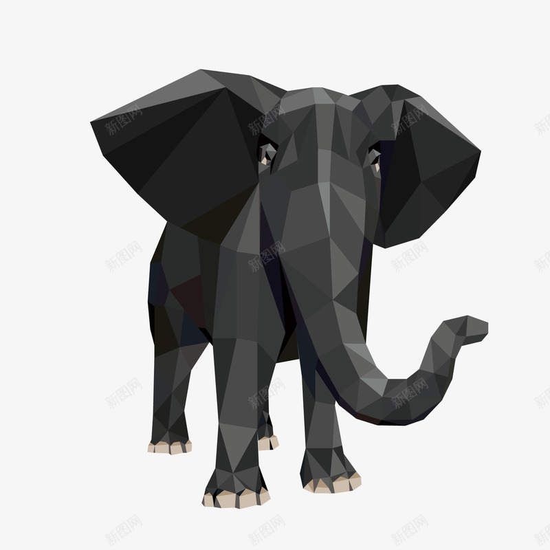 卡通黑色的几何形大象矢量图ai免抠素材_新图网 https://ixintu.com 几何形 动物设计 卡通 大象设计 森林 黑色 矢量图