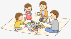 野餐插图国际家庭日手绘可爱人物插图一家高清图片