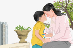 母子互动母子互动插画高清图片