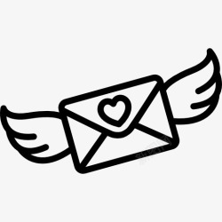 形状的心翅膀的情书图标高清图片