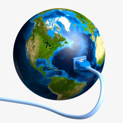 经济全球化地球和线缆3D插画高清图片