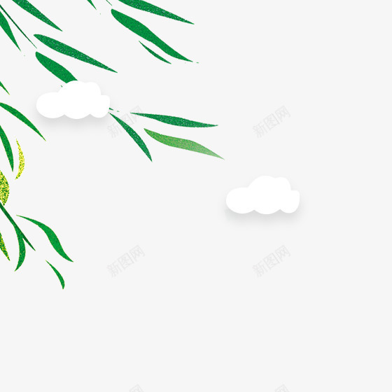 绿色植物垂柳元素png免抠素材_新图网 https://ixintu.com 云朵 卡通插画 垂柳 扁平化 植物 环境 白色 绿色 自然