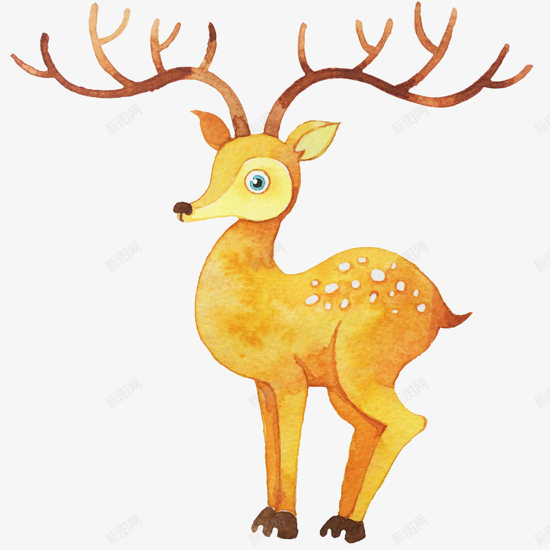 黄色小鹿png免抠素材_新图网 https://ixintu.com 卡通小鹿 手绘小鹿 森林动物 水彩动物