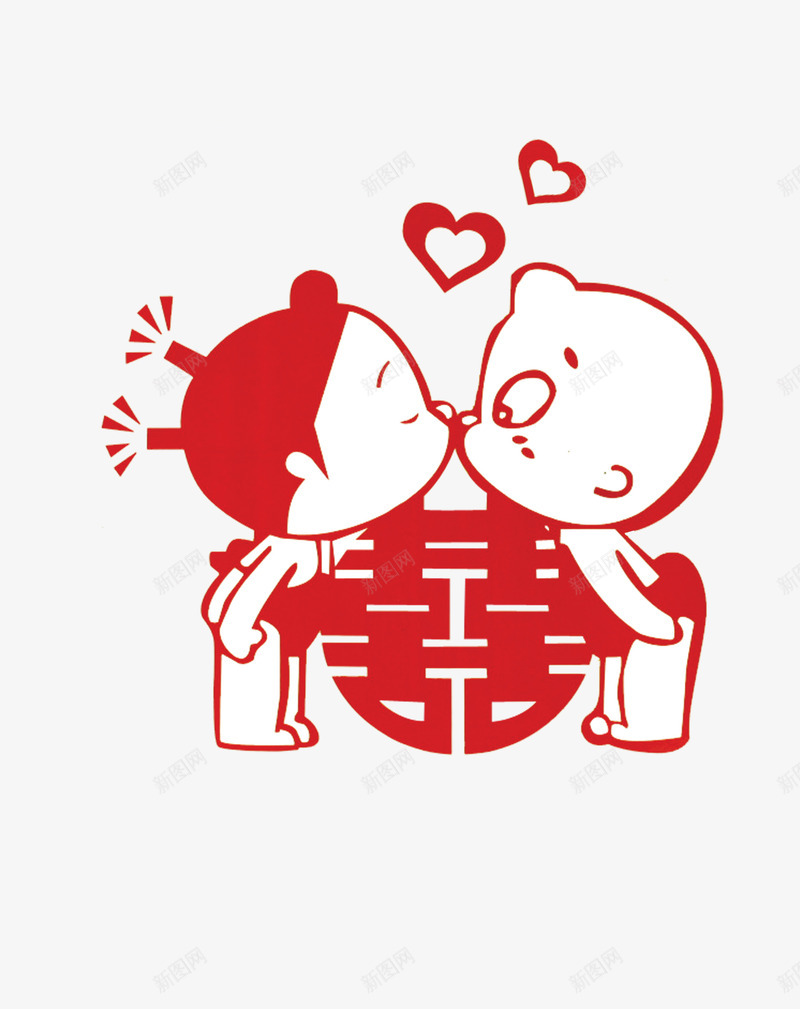 卡通新郎新娘 喜慶人物 夫妻圖案 婚慶卡通素材 幸福公仔 恩愛夫妻