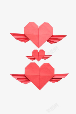 红心折纸创意红色心形折纸高清图片