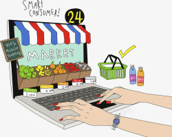 购物车插画网上蔬菜商城高清图片