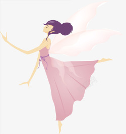 翅膀的仙女粉色水彩清新唯美插画高清图片