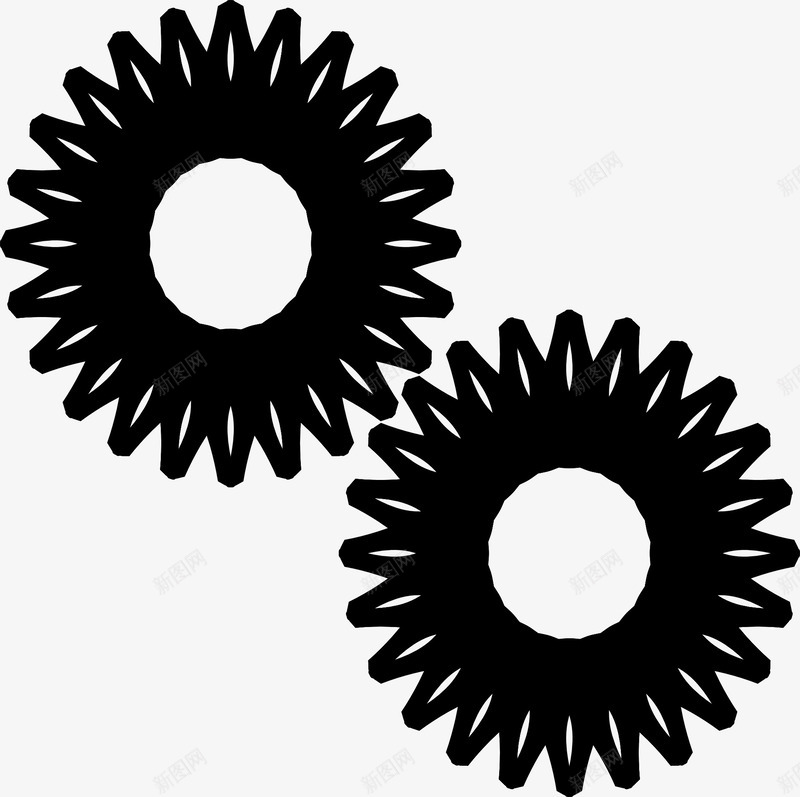 双黑色齿轮图标png_新图网 https://ixintu.com 双黑色 装饰 齿轮