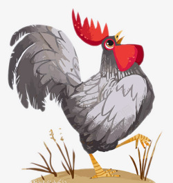 芦花鸡手绘插画鸡高清图片