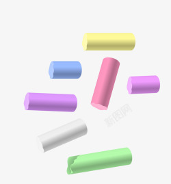 彩色立体教学粉笔集合素材